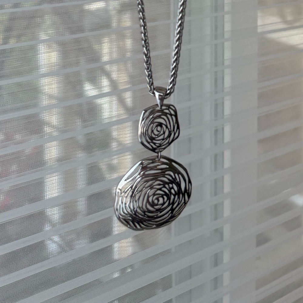 Silver Rose Pendant Necklace - Picture 8 of 13
